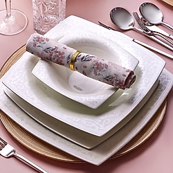Karaca Fine Pearl Roma Kare 58 Parça 12 Kişilik Yemek Takımı
