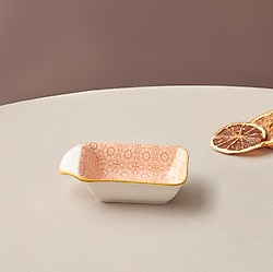 Karaca Floral Rectangle Çerezlik 10 cm Turuncu