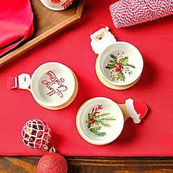 Karaca New Year Bamboo Snack Noel Baba 3'lü Çerezlik