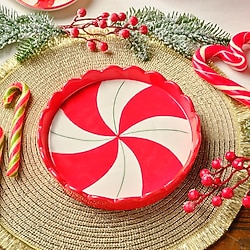 Karaca New Year Candy Stripe 20.5 cm Pasta Tabağı