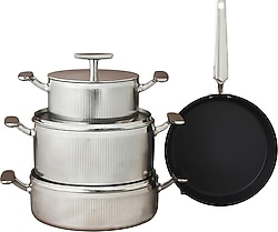 Karaca Plasma Steel 316+ 3ply Apollo 7 Parça Çelik Tencere Seti