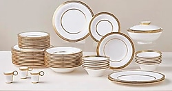 Karaca Royal Bone Charlotte Gold 55 Parça 12 Kişilik Yemek Takımı