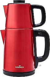 Karaca Tea Break Kırmızı 1650 W Çelik Demlikli Çay Makinesi