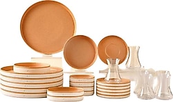 Complete Servies Set Hoogwaardig Wit Porselein Forever Bone Bomo Service Petit-Déjeuner 22 Pièces Pour 6 Perso Geschikt Voor Ontbijt En Brunch KARACA Serviesgoed