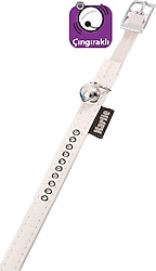 Karlie X-Small Deri Taşlı 30 cm / 11 mm Kedi Tasması - Beyaz