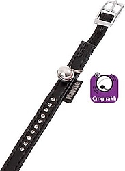 Karlie X-Small Deri Taşlı 30 cm / 11 mm Kedi Tasması - Siyah