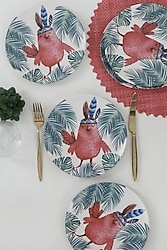 Keramika 17718 Tropik Baykuş 6 Adet Pasta Tabağı