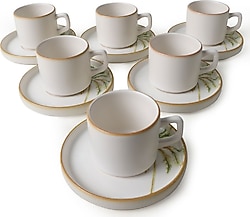 Keramika Palmiye Stackable 12 Parça 6 Kişilik Çay Fincan Takımı