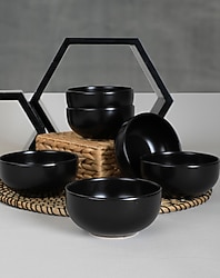 Keramika Bulut Mat 12 cm 6'lı Çorba Kasesi Siyah