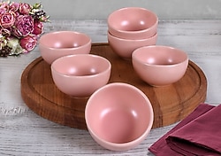 Keramika Bulut Mat 8 cm 6 Adet Çerezlik Sosluk Açık Pembe