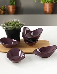 Keramika Dalga 12 cm 6'lı Çerezlik Sosluk Mor