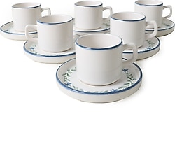 Keramika Daphne Stackable 12 Parça 6 Kişilik Çay Fincan Takımı