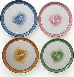 Keramika Flowers Mottolu Nordic 22 cm 4'lü Pasta Tabağı