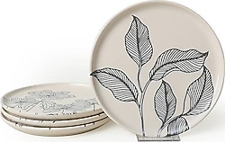 Keramika Leaf Traces Nordic 22 cm 4'lü Pasta Tabağı