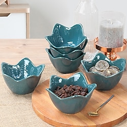 Keramika Luster Zambak 12 cm 6 Adet Çerezlik Sosluk Yeşil