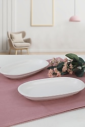Keramika Mat Hitit 19 cm 2 Adet Kayık Tabak Beyaz