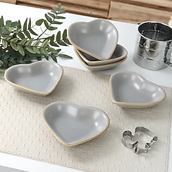 Keramika Kalp Altın Fileli Mat 14 cm 6 Adet Çerezlik