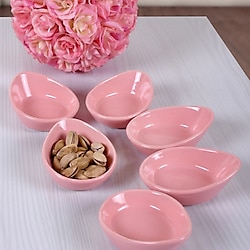 Keramika Mini Gondol 8 cm 6'lı Çerezlik Sosluk Açık Pembe