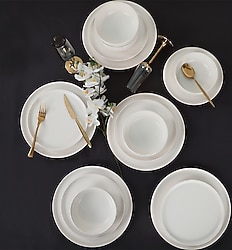 Keramika Nordic Mat Beyaz 18 Parça 6 Kişilik Yemek Takımı