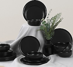 Keramika Nordic Mat Siyah 18 Parça 6 Kişilik Yemek Takımı