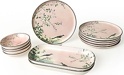 Keramika Pink Woods 22639-41 12 Parça 6 Kişilik Kahvaltı Takımı