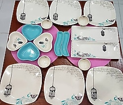Keramika Retro 18 Parça 6 Kişilik Seramik Kahvaltı Takımı