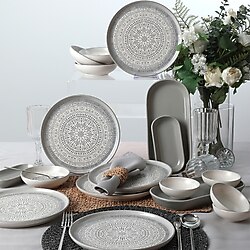 Keramika Stone 21426-27 18 Parça 6 Kişilik Seramik Kahvaltı Takımı
