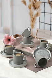 Keramika Stone Stackable Çay Takımı 12 Parça 6 Kişilik 21426