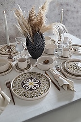 Keramika Timeless Brown Stackable 21972-73 20 Parça 4 Kişilik Kahvaltı ve Yemek Takımı