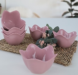Keramika Zambak 12 cm 6 Adet Çerezlik Sosluk Violet
