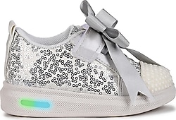 Kiko Kids Janes Gümüş Işıklı Kız Bebek Spor Ayakkabı