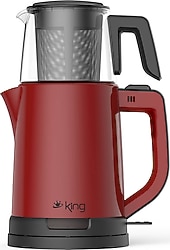 King KCM332 Tea Pro Kırmızı 1800 W Cam Demlikli Çay Makinesi