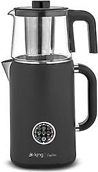 King KCM387 Çaystar 1500 W Dijital Cam Demlikli Çay Makinesi