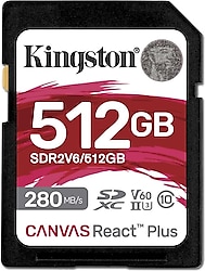 Kingston Canvas React Plus SDR2V6/512GB Class 10 UHS-II U3 V60 512 GB Hafıza Kartı