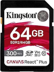 Kingston Canvas React Plus SDR2/64GB Class 10 UHS-II U3 V90 64 GB Hafıza Kartı