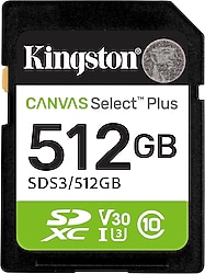 Kingston Canvas Select Plus SDS3-512GB Class 10 UHS-I U3 A1 V30 512 GB Hafıza Kartı