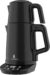 Kitchen Life Demzade Dijital 4in1 1850 W Siyah Çelik Çay Makinesi