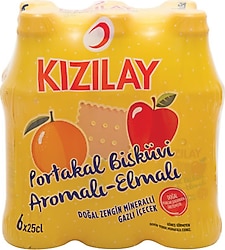 Kızılay 250 ml 6'lı Portakal Bisküvi Elma Aromalı Maden Suyu