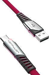Konfulon DC-18 1 m 5A Type-C to USB Kırmızı Hızlı Şarj Kablosu