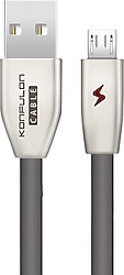 Konfulon S53 1 m 3A LED Işıklı Micro USB Şarj Kablosu Siyah