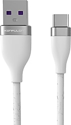 Konfulon S84 1 m 3.1A Seramik Uçlu Type-C to USB Şarj Kablosu Beyaz