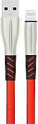 Konfulon S89 1 m 2.4A Metal Uçlu Lightning to USB Şarj Kablosu Kırmızı
