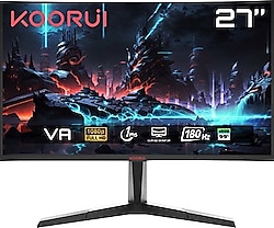 Koorui 27E6CA 27" 1 ms Full HD Curved 180 Hz Oyuncu Monitörü