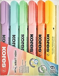 Kores High Liner Plus Pastel 6'lı Fosforlu Kalem Seti