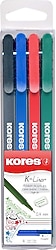 Kores K-liner 0.4 mm İnce Uçlu 4'lü Fineliner Kalem Seti
