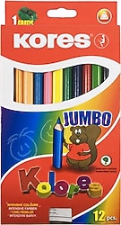 Kores Kalemtıraşlı 12'li Jumbo Kuru Boya Seti