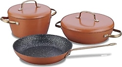 Korkmaz Vintage A2607-1 Taba 5 Parça Granit Tencere Seti