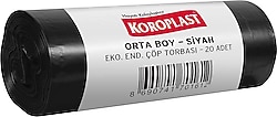 Koroplast Eko Endüstriyel Orta Boy Siyah Çöp Poşeti 20'li