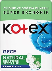 Kotex Natural Gece 14'lü 3 Adet Hijyenik Ped
