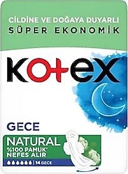 Kotex Natural Gece 14'lü 4 Adet Hijyenik Ped